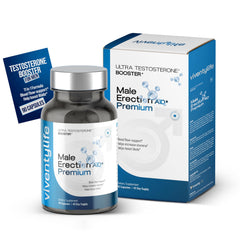 ViventyLife testosterone booster bottle on a clean surface for daily vitality.