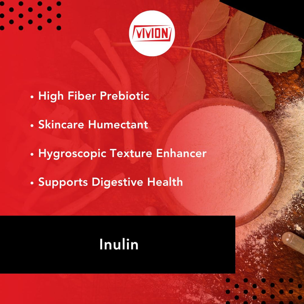 Vivion Inulin powder chicory root extract close-up highlighting natural sourcing and prebiotic fiber.
