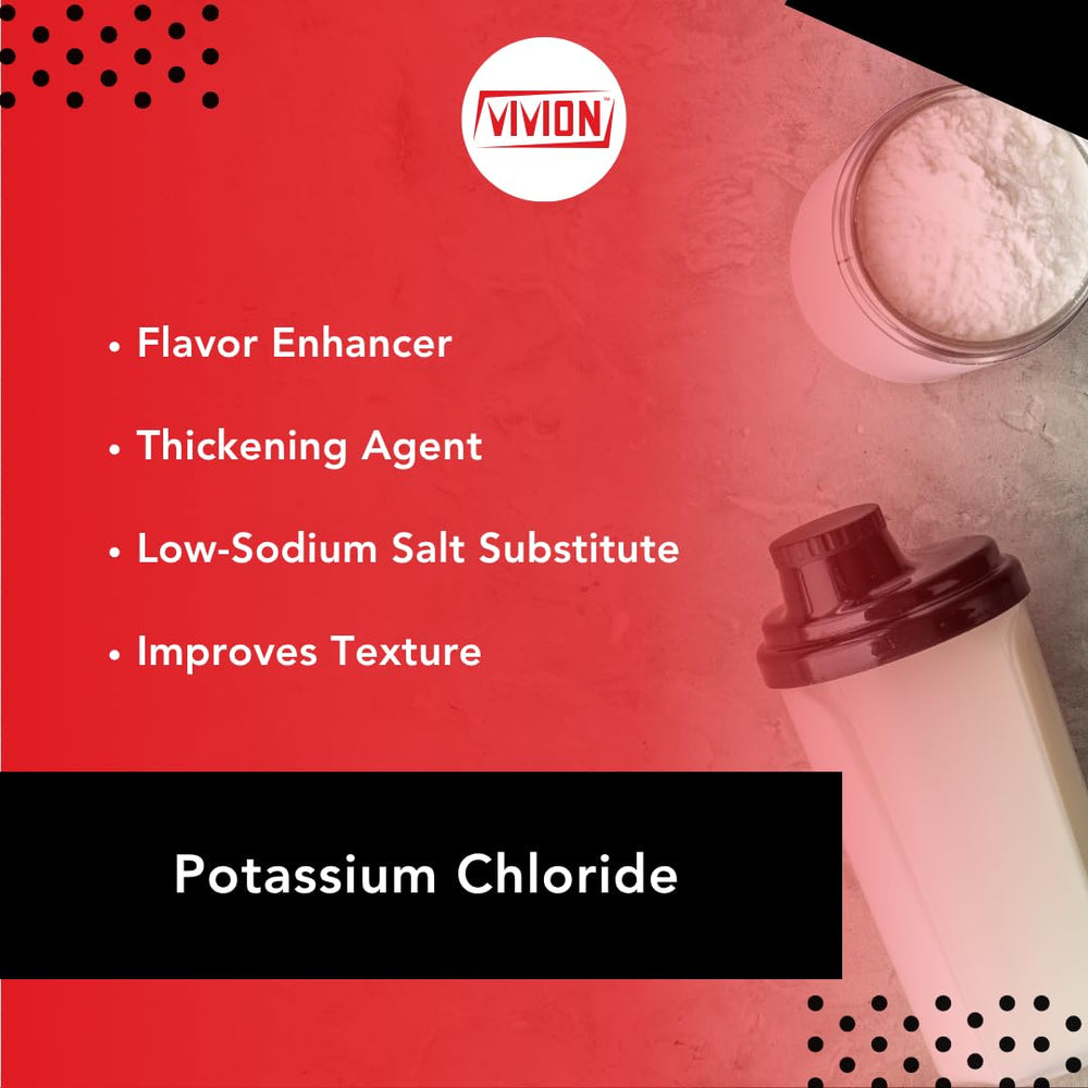 Vivion KCl USP-grade powder 5000g showing clean, food-grade quality for salt alternatives.