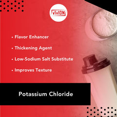 Vivion KCl USP-grade powder 5000g showing clean, food-grade quality for salt alternatives.