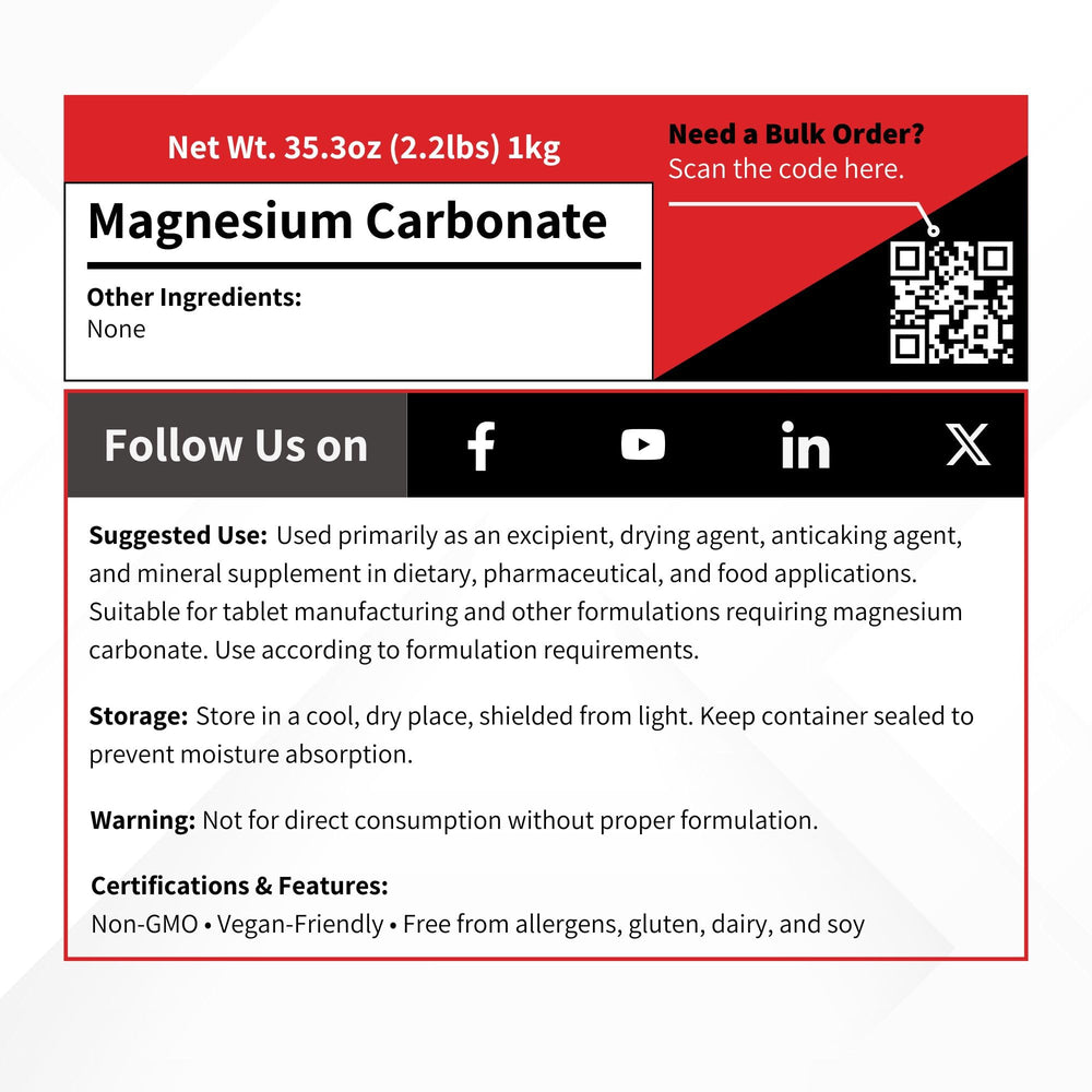 Vivion Magnesium Carbonate Light Powder packaging image demonstrates 1 kg bulk packaging