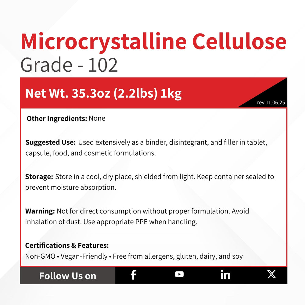 Vivion MCC102 suitable for tablet compounding with larger particle size for uniform blends.