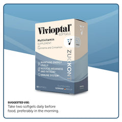 Blister-pack protected Vivioptal softgels on display