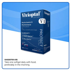 Vivioptal Men bottle label shows gluten-free German formula for daily wellness