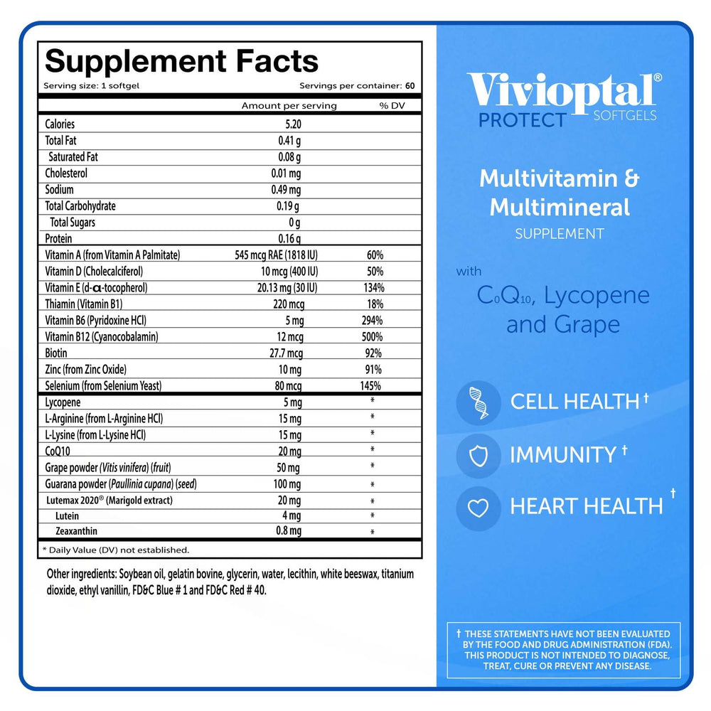 Vivioptal Men packaging with 60 capsules displayed
