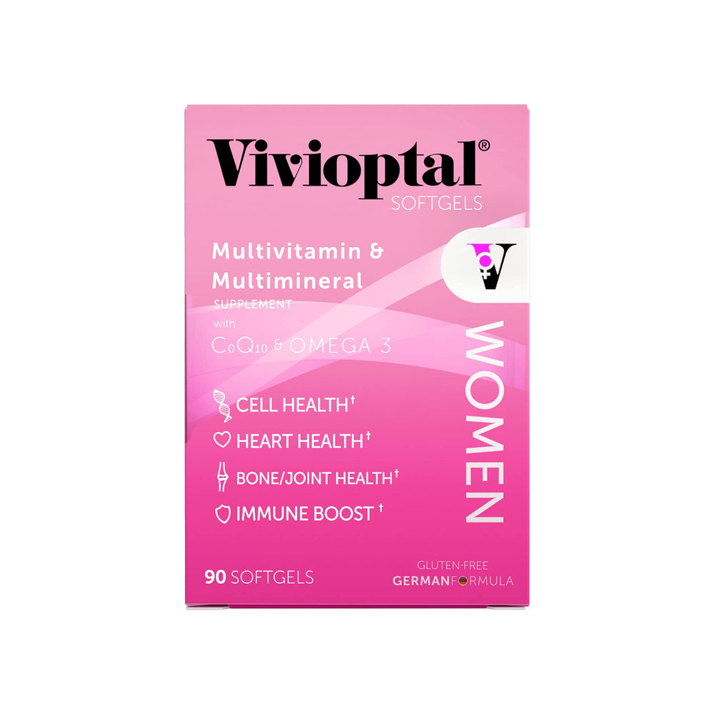 Vivioptal Women packaging label highlights vitamins for women’s health and energy