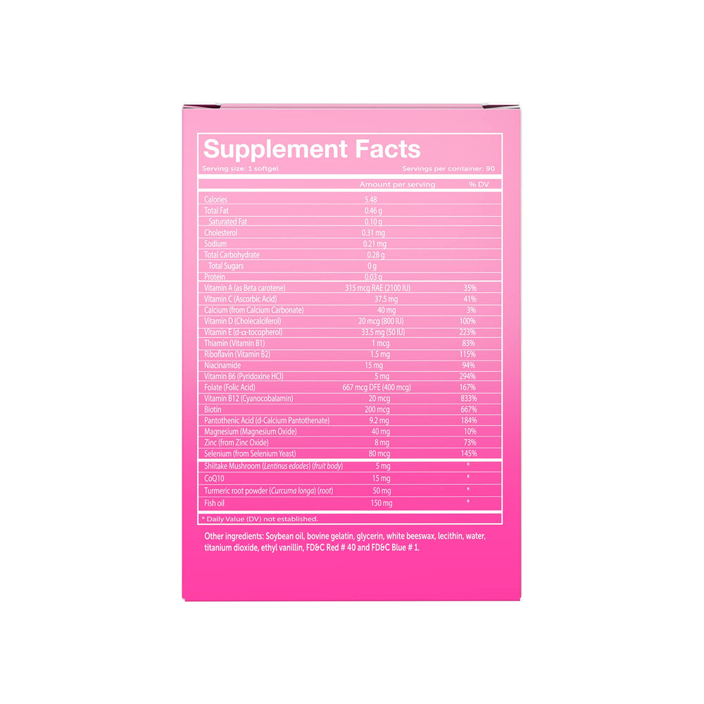 Vivioptal Women softgels being poured for an easy daily ritual