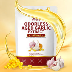 VivoNu aged garlic extract softgels bottle supports immune health and circulation.