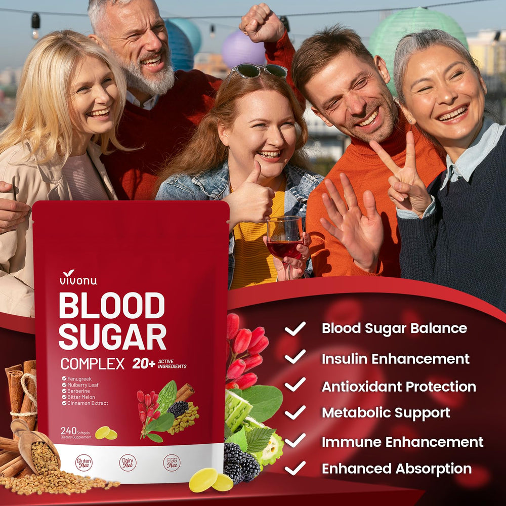 VivoNu Blood Sugar Complex dosage close-up showing 3 capsules per day.