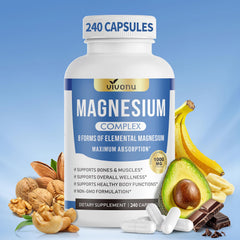 Vivonu Magnesium 1000mg Complex bottle front view for daily vitality.
