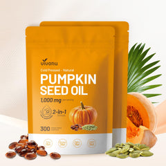 VivoNu pumpkin seed oil softgels in bottle, rich in EFAs for daily vitality
