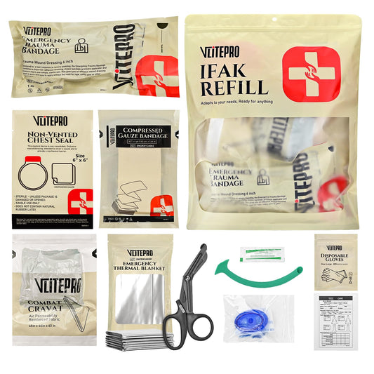 VLITEPRO 11Pcs IFAK trauma kit refill packaging for restocking.