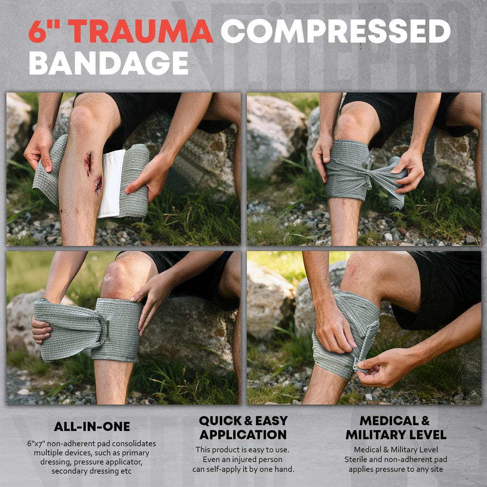VLITEPRO genuine Israeli Emergency Bandage for rapid hemorrhage control.