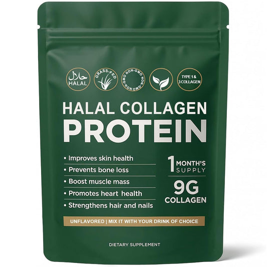 Vlsdoin halal collagen powder tub close-up, unflavoured daily use