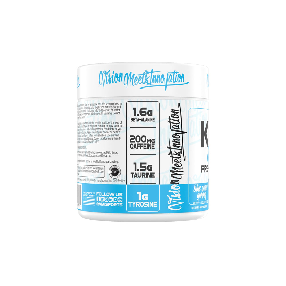VMI Sports KXR Sport Blue Shark Gummy pour showing smooth taste and sustained energy.