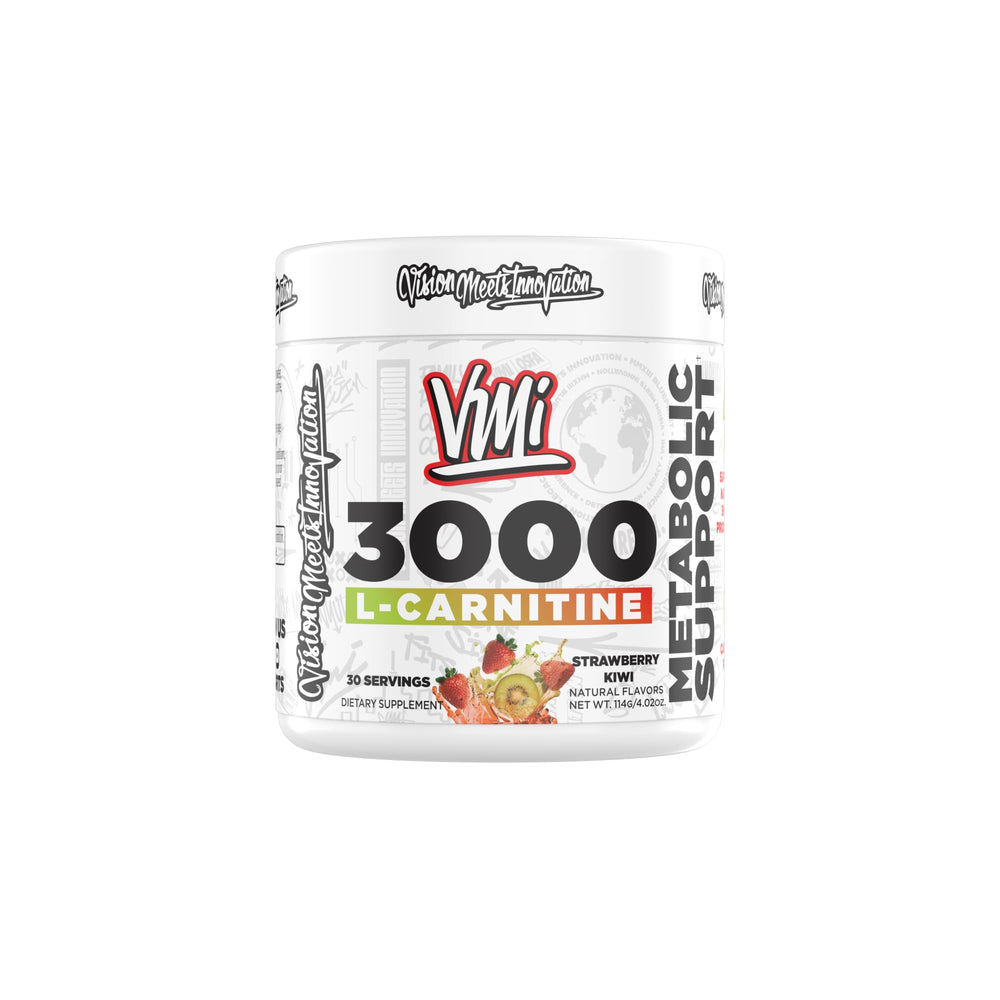 VMI Sports L-Carnitine 3000 powder bottle for daily energy support.