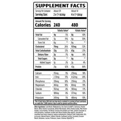 VMI Major Mass ingredients panel with coconut oil and MCTs