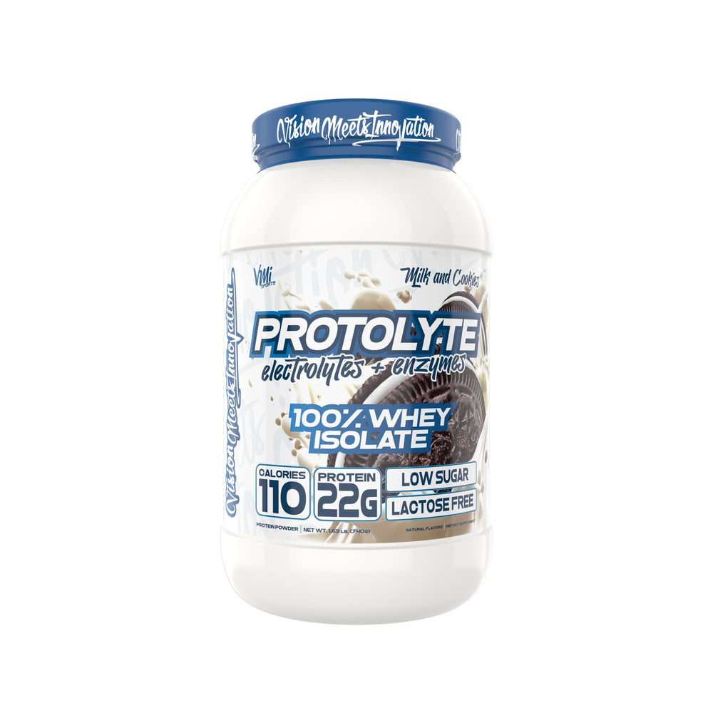 ProtoLyte shake glass shows quick mix for post-workout recovery.