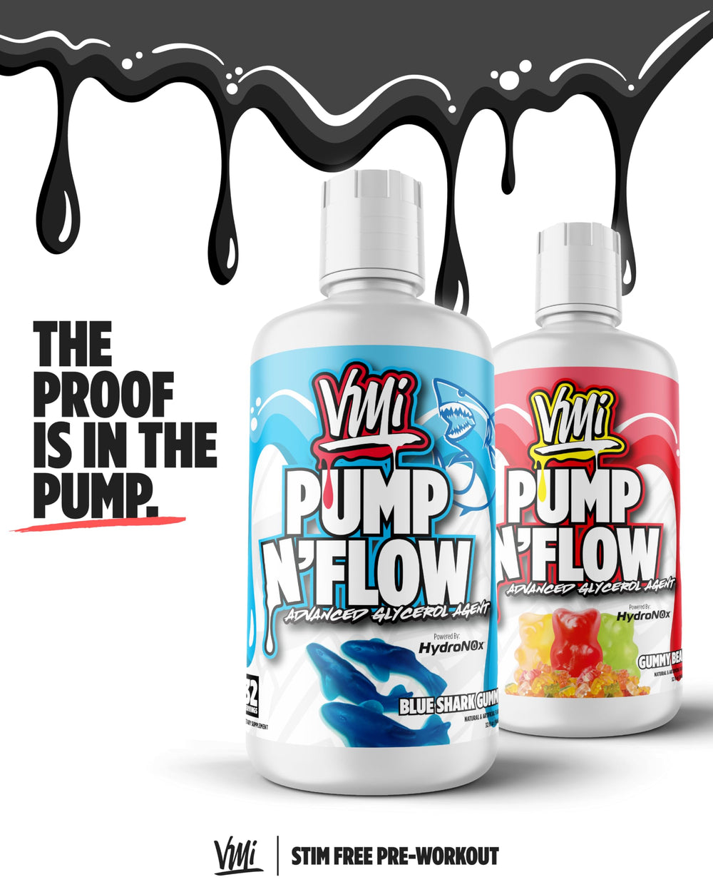 VMI Sports Pump N Flow glass showing zero sugar taste.