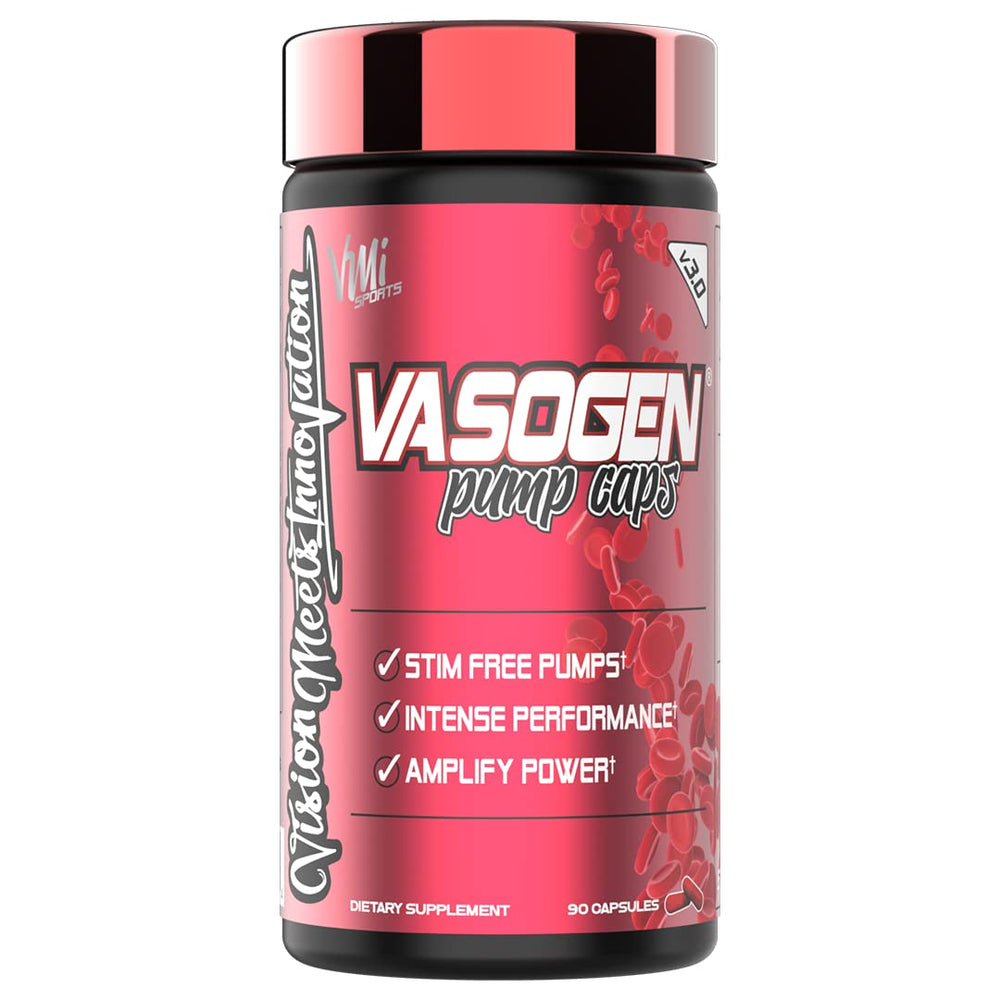 VMI Sports Vasogen Ultra bottle viewed close-up highlighting nitric oxide support