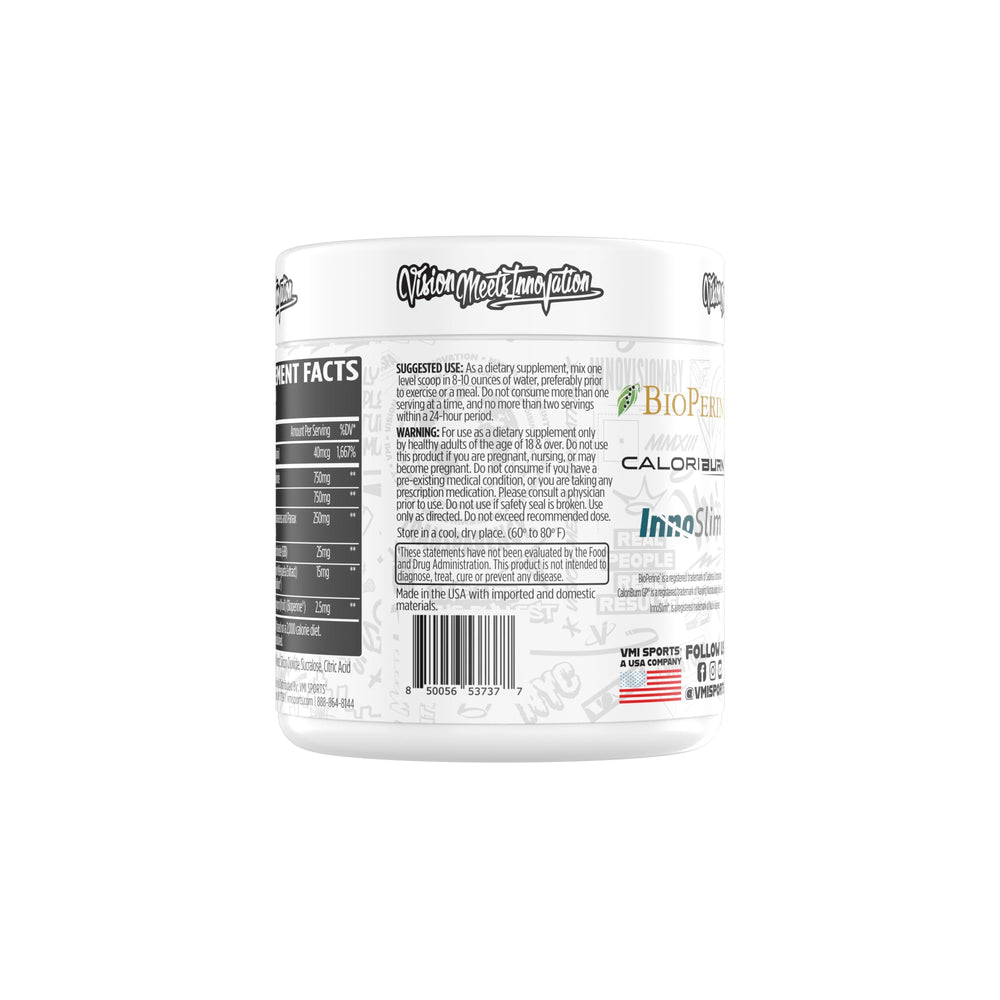 Flavor label Strawberry Kiwi on Heat L-Carnitine Powder packaging highlighting great taste.