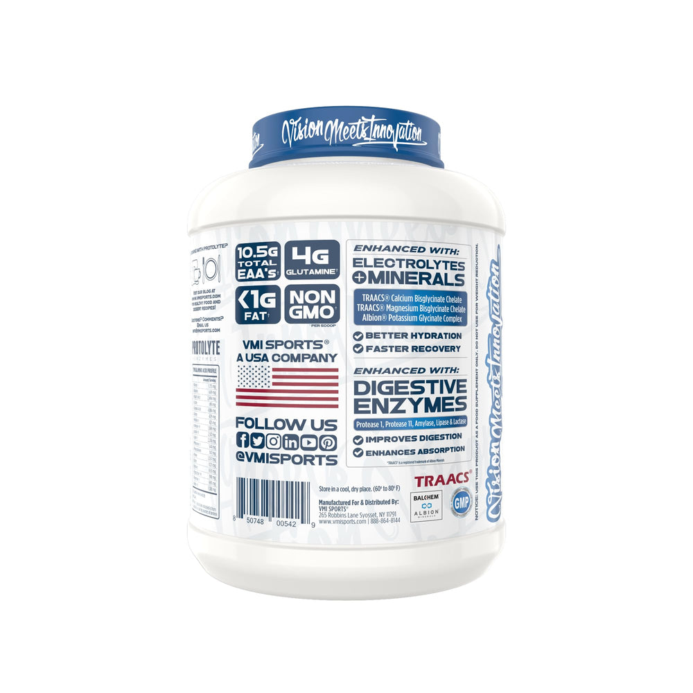 Container lid with electrolyte and minerals symbol indicating hydration support.