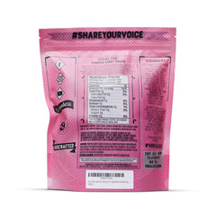 Vocal Eze Manuka Honey Strawberry drops back panel with ingredients and UMF details.
