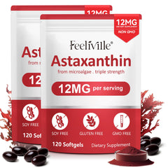 VOFANK Astaxanthin softgel bottle on table for daily antioxidant support.