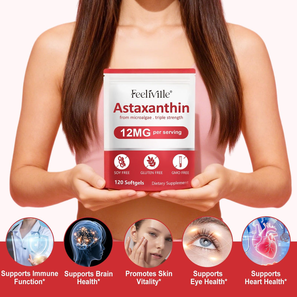 VOFANK Astaxanthin softgel close-up highlighting natural color and form.