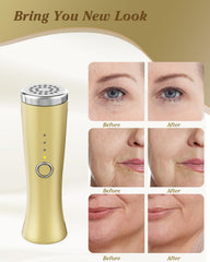 VOFEL Champagne color device vanity display highlighting stylish skincare aesthetics