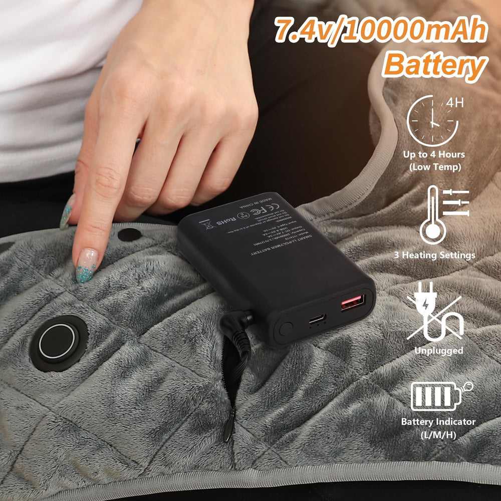 Vofuoti heated wrap snug fit demonstrates weighted edges securing warmth.