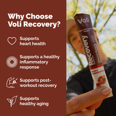 Close-up of Voli Recovery ingredients and powder texture