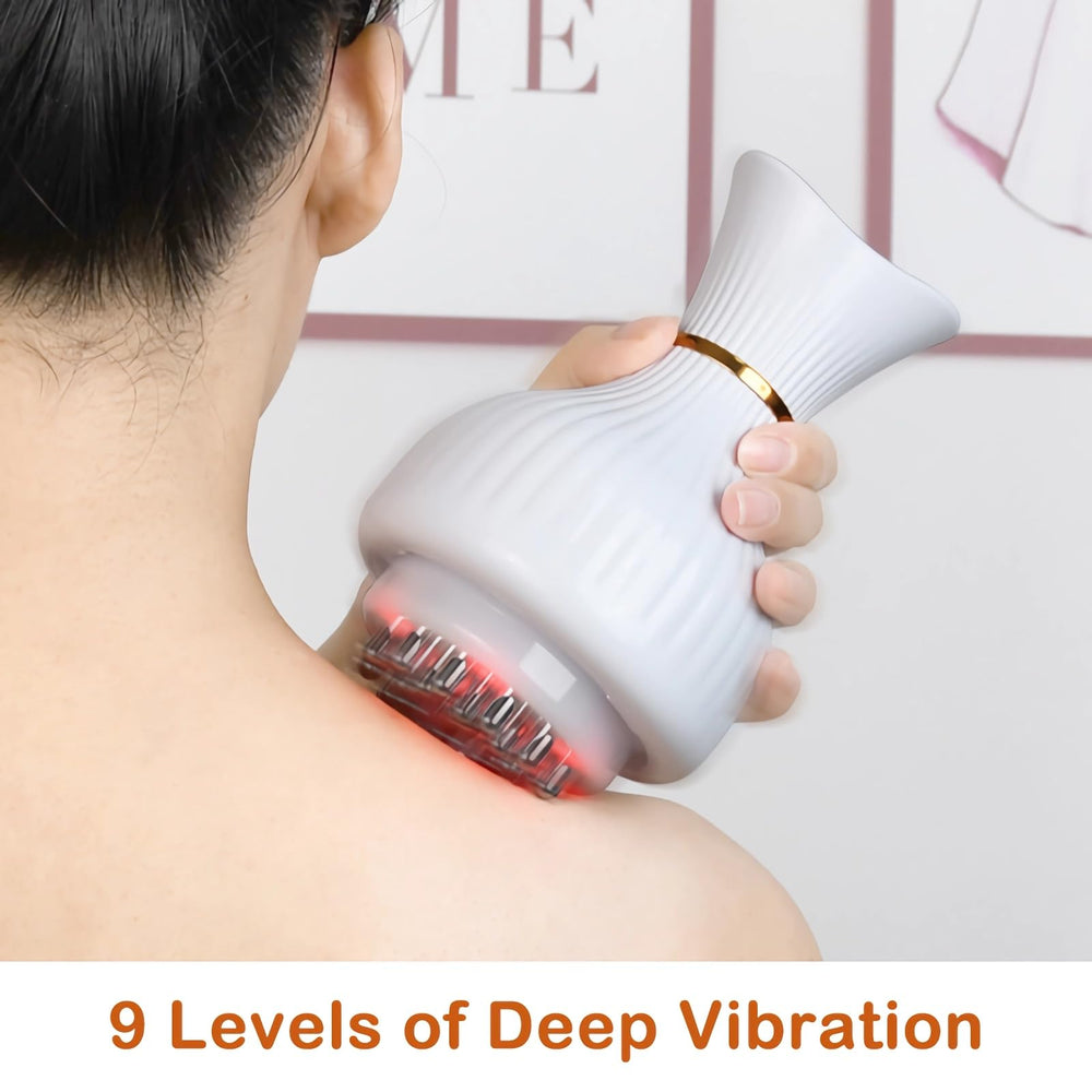 Volongoto travel-friendly massager depicted for compact on-the-go care