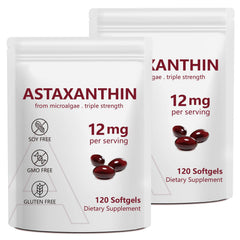 Vortexonix Astaxanthin softgels in a two-pack bottle for daily antioxidant support.