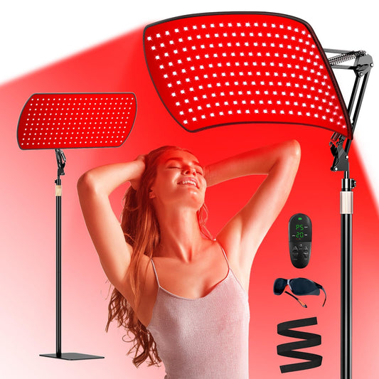 Vortro red-light panel focused on the face for skincare routines and relaxation.