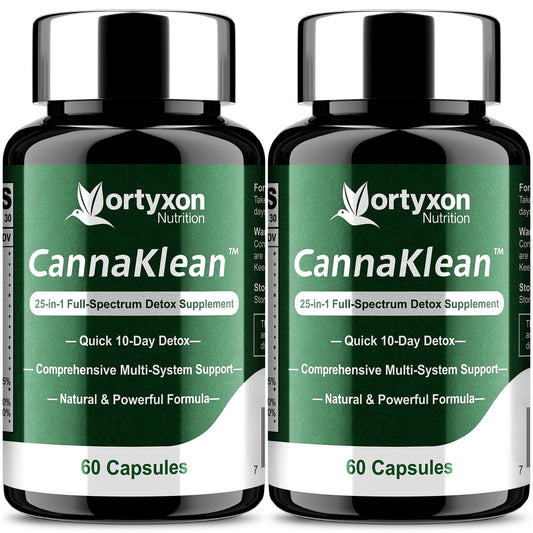Vortyxon CannaKlean bottle shown for convenient daily detox routine.