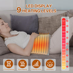 Vovoir heating pad timer display shows auto-off for safe use.