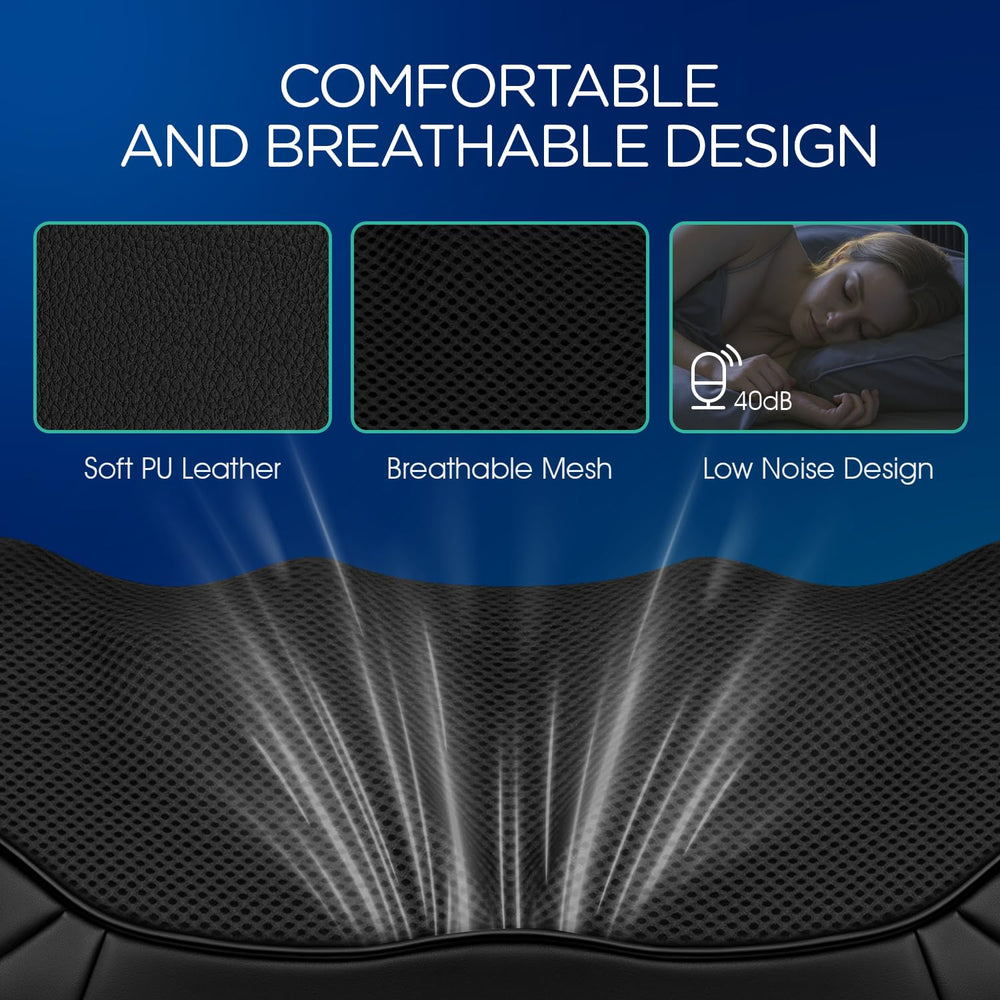 VOYOR-HEALTH ergonomic neck massager in PU leather and breathable mesh.