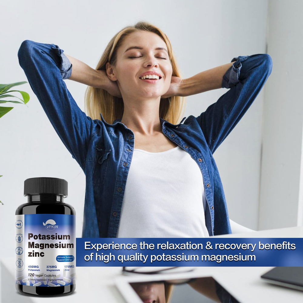 VPKIN Potassium Magnesium nutrition facts panel suggesting hydration balance and heart-friendly minerals