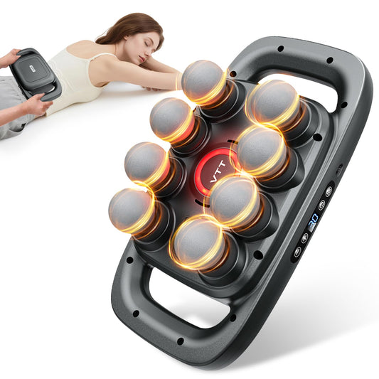 VTT 8-head massage gun for back relief and deep tissue relaxation.