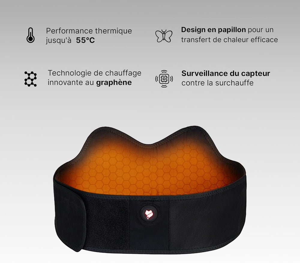 Back coverage view of Vulpés HeatBelt Pro 10 highlighting ergonomic support