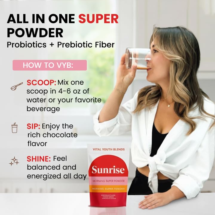 VYB rich chocolate powder stirred into drink showing smooth texture.
