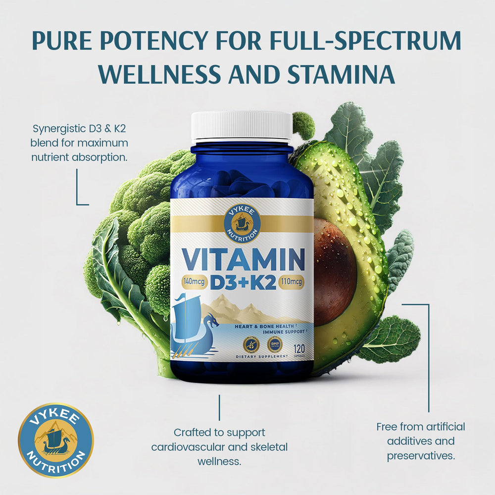Vykee Nutrition D3 K2 Complex capsule array demonstrates easy dosage.