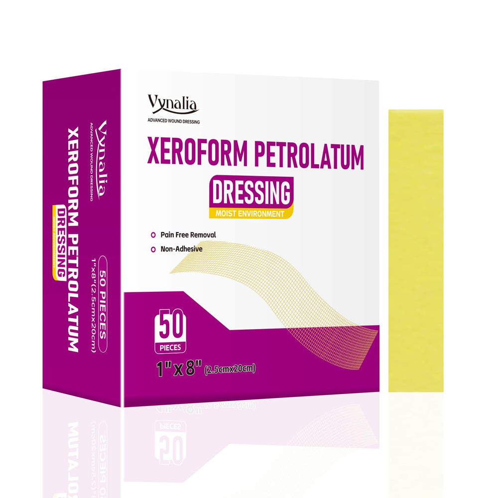 Vynalia Xeroform petrolatum dressing 1x8 in sterile box for wound care and protection