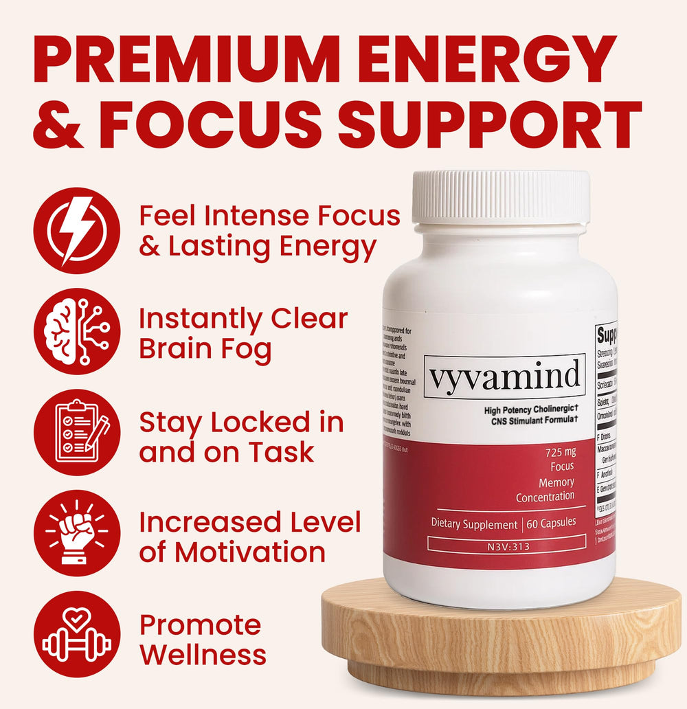 Vyvamind capsules close-up highlighting easy, fast-acting cognitive support