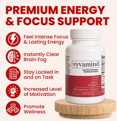 Vyvamind capsules close-up highlighting easy, fast-acting cognitive support