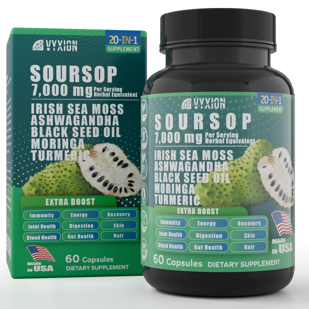 Vyxion Soursop 20-in-1 bottle-front for daily wellness highlight