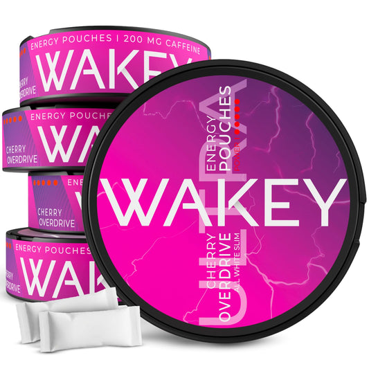 Wakey Energy Pouches 200mg caffeine for focused moments.