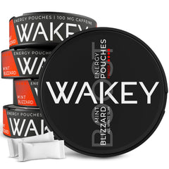 Wakey Blizzard Mint Boost energy pouches pack shot for quick alertness.
