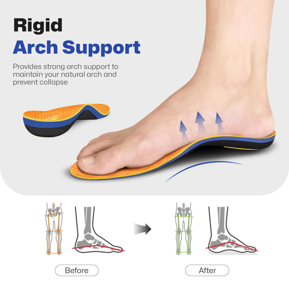 WalkHero heavy-duty arch-support insoles side view reinforce balance during long standing shifts.